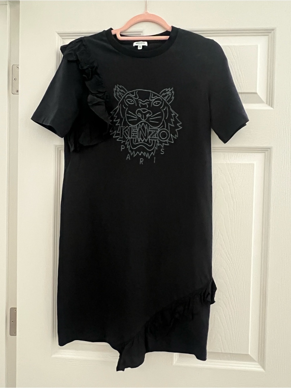 Kenzo  Black Ruffle Tiger Logo Dress